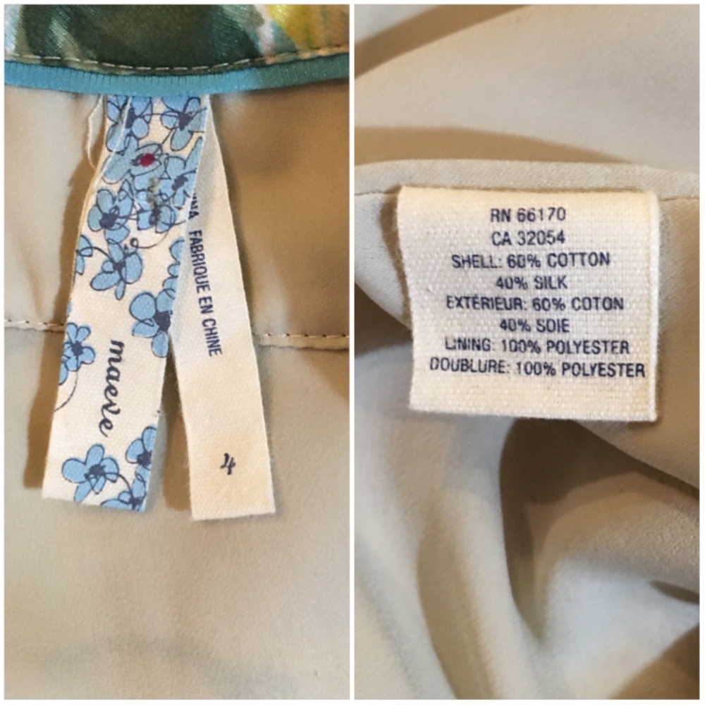 Maeve Anthropologie Yellow Floral Cream Dress Sz 4 - Picture 6 of 7